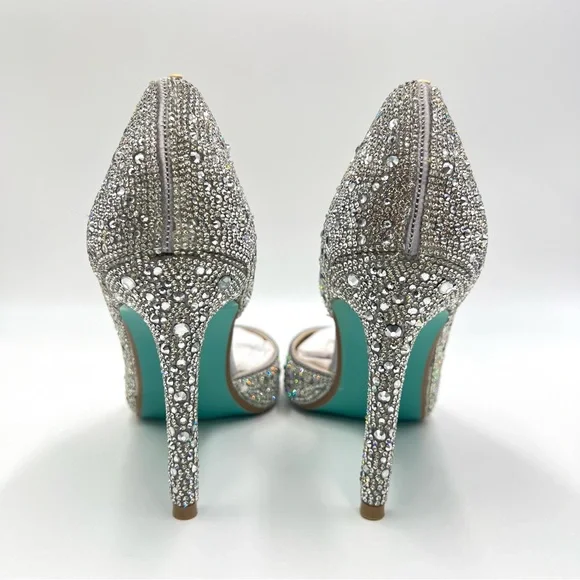 Betsey Johnson Women's SB Hazil Jeweled Silver Stiletto Heels Pumps Shoes 9 - Picture 8 of 15